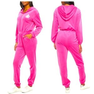 Velour hooded juicy couture jumpsuit